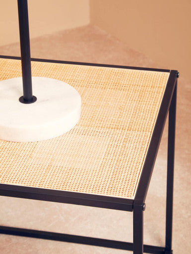Orsina Depok Rattan Side Table – Square Black Metal Accent Table