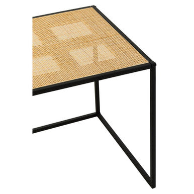 Orsina Depok Rattan Side Table – Square Black Metal Accent Table