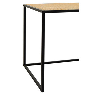 Orsina Depok Rattan Side Table – Square Black Metal Accent Table
