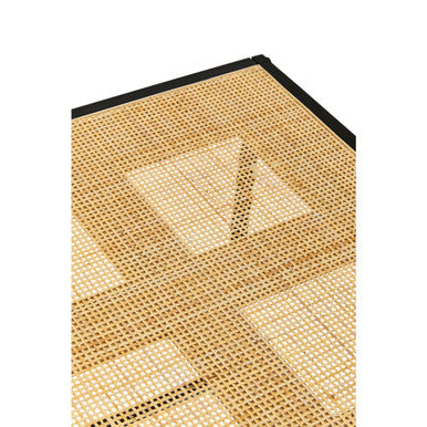 Orsina Depok Rattan Side Table – Square Black Metal Accent Table