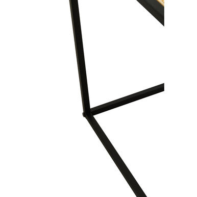 Orsina Depok Rattan Side Table – Square Black Metal Accent Table