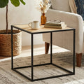 Orsina Depok Rattan Side Table – Square Black Metal Accent Table