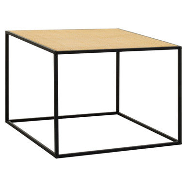 Orsina Depok Square Rattan and Black Metal Coffee Table – Handwoven