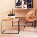 Orsina Depok Square Rattan and Black Metal Coffee Table – Handwoven
