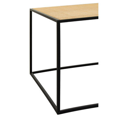 Orsina Depok Square Rattan and Black Metal Coffee Table – Handwoven