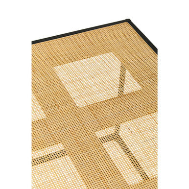 Orsina Depok Square Rattan and Black Metal Coffee Table – Handwoven