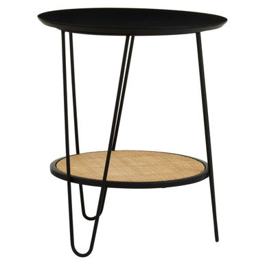 Orsina Depok Rattan Side Table | Mid-Century Hairpin Leg End Table