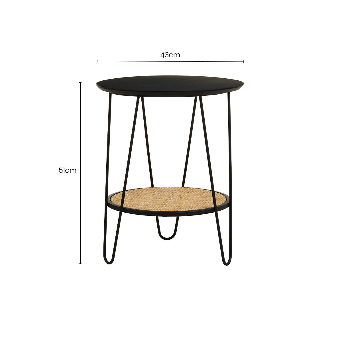 Orsina Depok Rattan Side Table | Mid-Century Hairpin Leg End Table