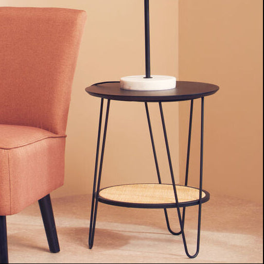 Orsina Depok Rattan Side Table | Mid-Century Hairpin Leg End Table