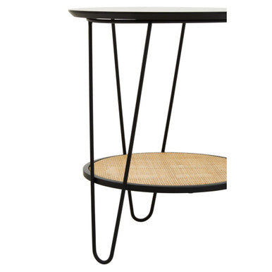 Orsina Depok Rattan Side Table | Mid-Century Hairpin Leg End Table