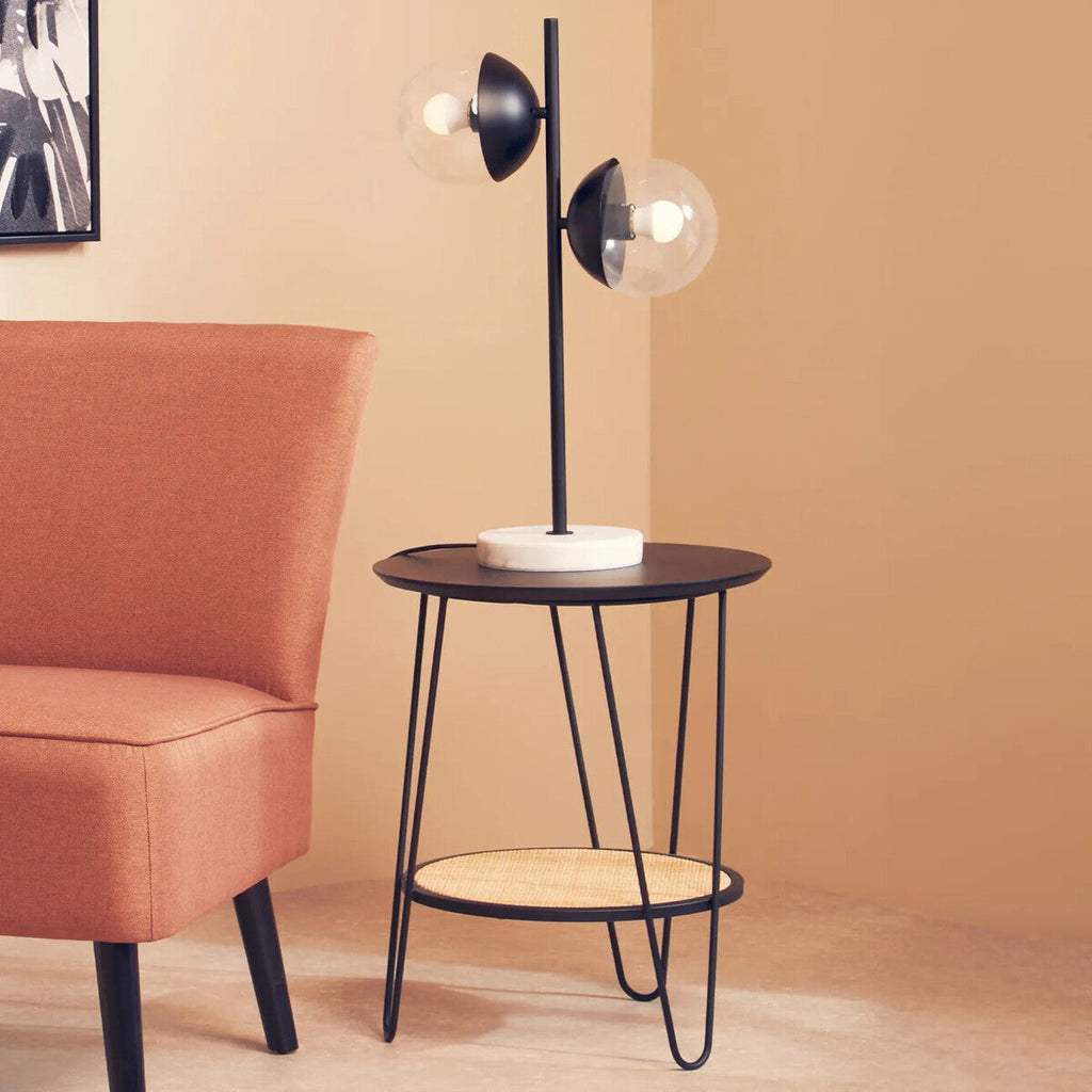 Orsina Depok Rattan Side Table | Mid-Century Hairpin Leg End Table