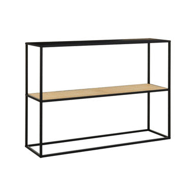 Orsina Depok 2-Tier Rattan and Black Metal Console Entryway Table