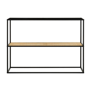 Orsina Depok 2-Tier Rattan and Black Metal Console Entryway Table