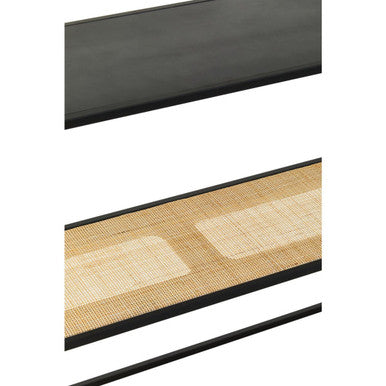 Orsina Depok 2-Tier Rattan and Black Metal Console Entryway Table