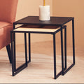 Orsina Depok Nest of 2 Tables – Black Metal and Rattan Square Frames