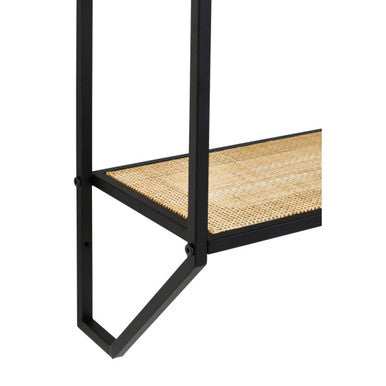 Orsina Depok Two Tier Rattan and Metal Wall Shelf – Modern Storage