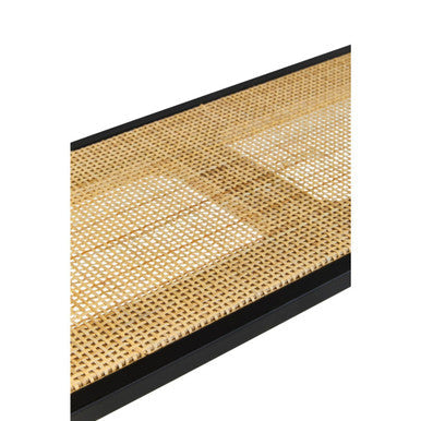 Orsina Depok Two Tier Rattan and Metal Wall Shelf – Modern Storage