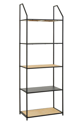 Orsina Depok Rattan and Metal 5-Tier Shelf Unit – Modern Display Rack