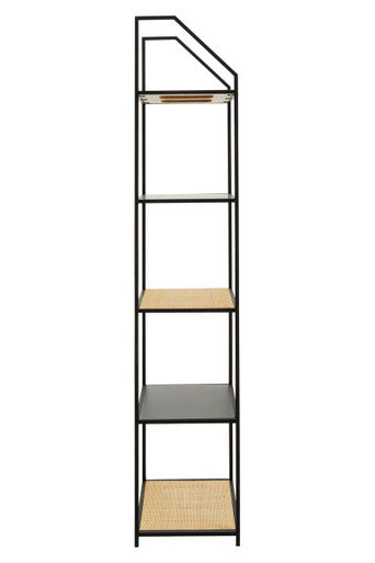Orsina Depok Rattan and Metal 5-Tier Shelf Unit – Modern Display Rack
