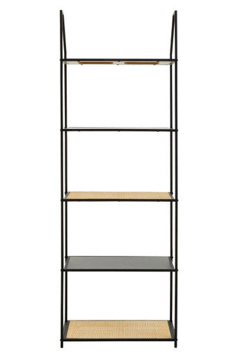 Orsina Depok Rattan and Metal 5-Tier Shelf Unit – Modern Display Rack