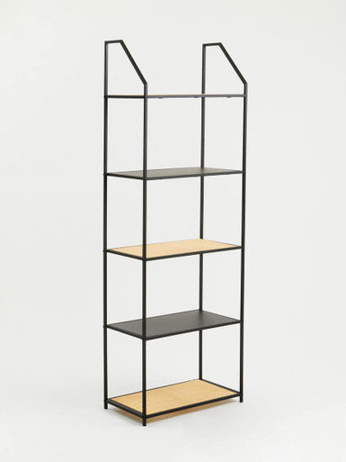 Orsina Depok Rattan and Metal 5-Tier Shelf Unit – Modern Display Rack
