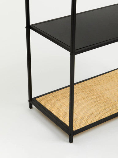 Orsina Depok Rattan and Metal 5-Tier Shelf Unit – Modern Display Rack