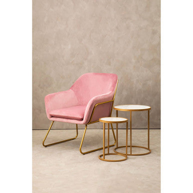 Orsina Colva White Marble and Gold Nesting Tables – Set of 2