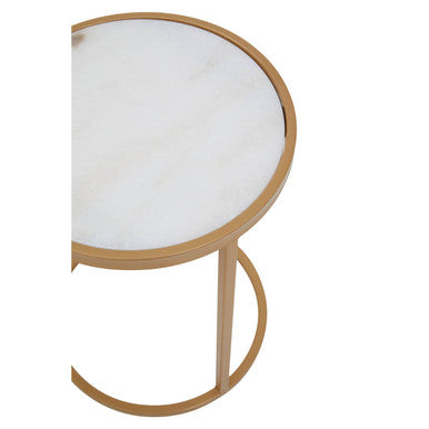 Orsina Colva White Marble and Gold Nesting Tables – Set of 2