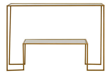 Orsina Avento Gold Console Table | 2-Tier Clear Glass Entryway Table