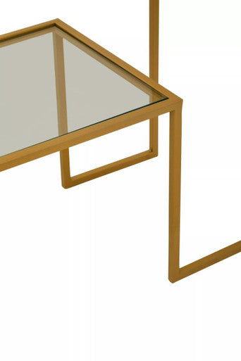 Orsina Avento Gold Console Table | 2-Tier Clear Glass Entryway Table