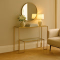 Orsina Avento Gold Console Table | 2-Tier Clear Glass Entryway Table