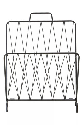 Orsina Avento Black Magazine Rack – Modern Metal Storage with Handle