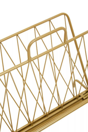 Orsina Avento Gold Finish Two Pocket Magazine Rack – Modern Storage