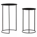 Orsina Avento Round Black Mirrored Plant Stands – Set of 2 Iron Pedestals