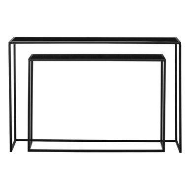 Orsina Avento Nesting Console Tables | Set of 2 Black Glass & Metal