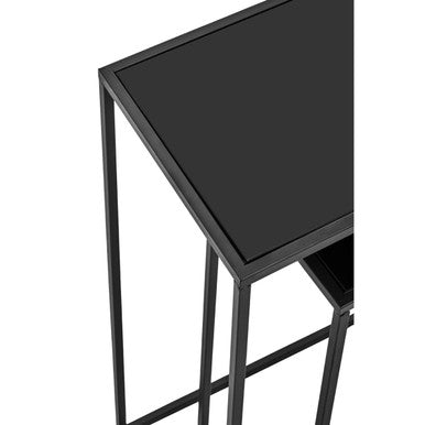 Orsina Avento Nesting Console Tables | Set of 2 Black Glass & Metal