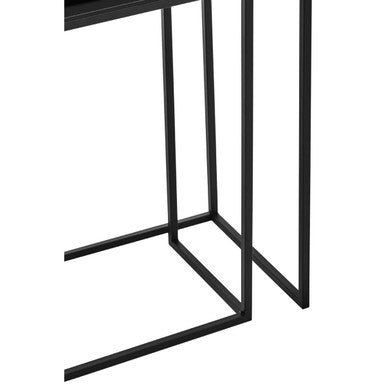 Orsina Avento Nesting Console Tables | Set of 2 Black Glass & Metal