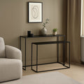 Orsina Avento Nesting Console Tables | Set of 2 Black Glass & Metal
