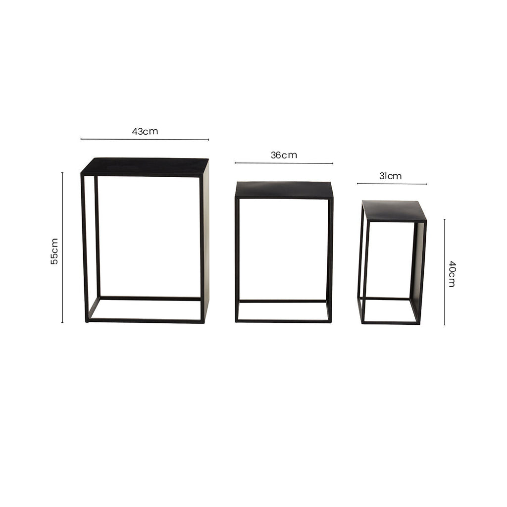 Orsina Avento Black Iron Rectangular Nesting Tables - Set of 3