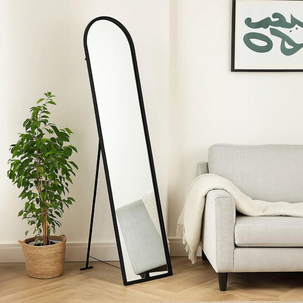 Orsina Avento Black Arched Floor Mirror – Full Length Modern Design
