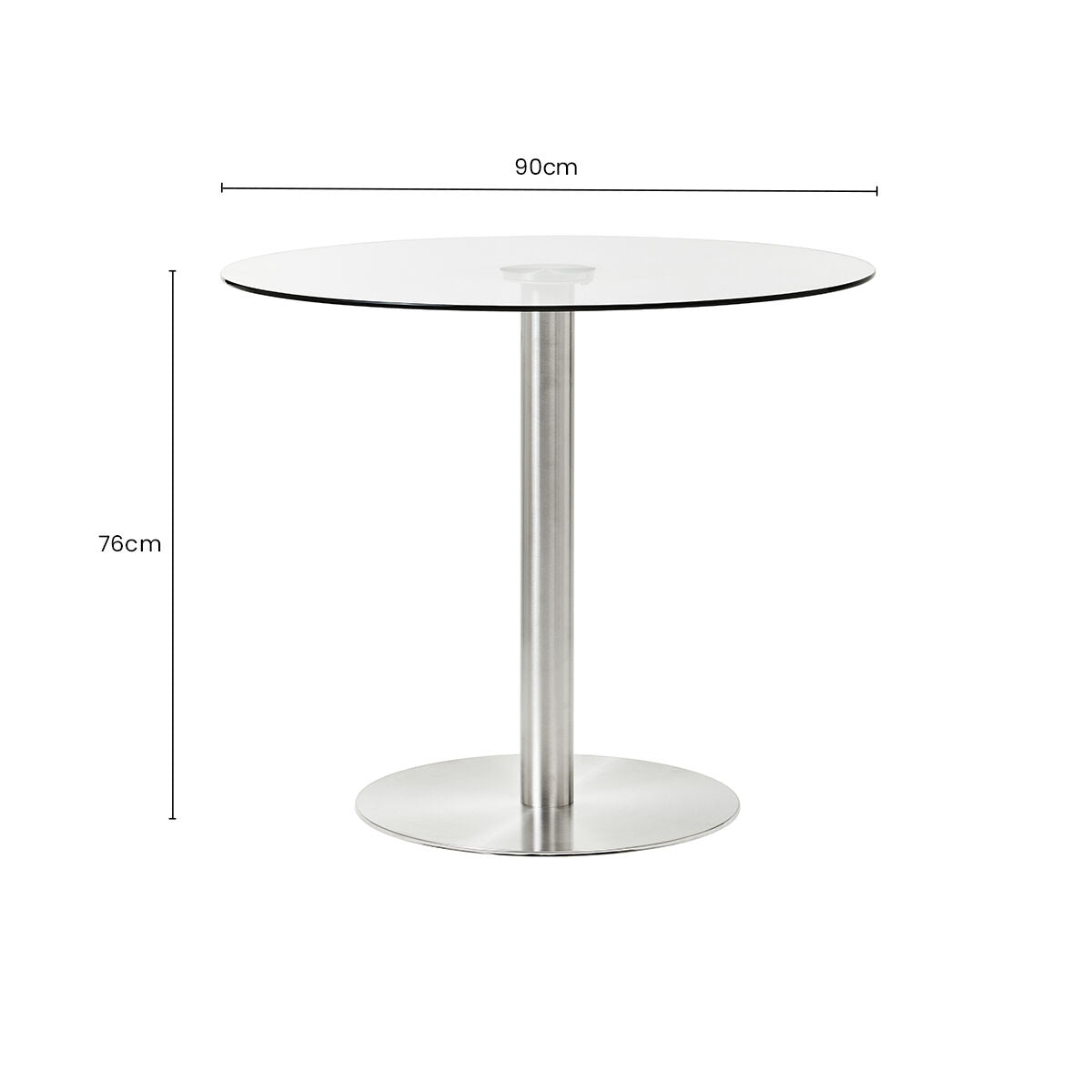 Orsina Metropolitan Round Glass Dining Table – Silver Steel Frame