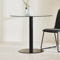 Orsina Metropolitan Round Glass Dining Table – Matt Black Steel Base