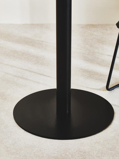 Orsina Metropolitan Round Glass Dining Table – Matt Black Steel Base