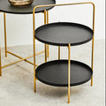 Orsina Trosa Two-Tier Side Table – Black and Gold Round Accent Table