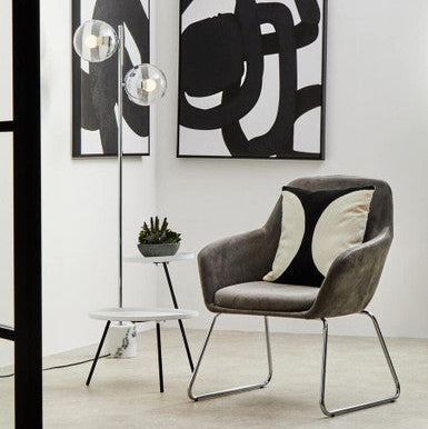Orsina Trosa 2-Tier Side Table – White Metal Trays & Black Legs