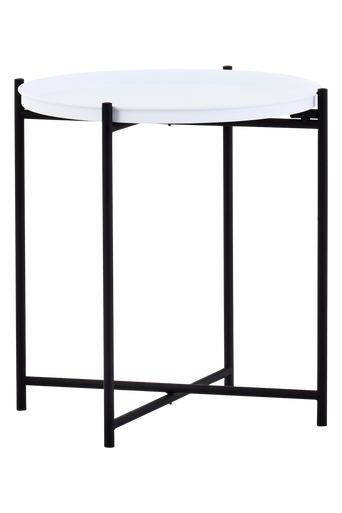 Orsina Trosa Round Side Table – White Top with Black Iron Base