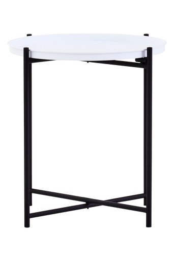 Orsina Trosa Round Side Table – White Top with Black Iron Base