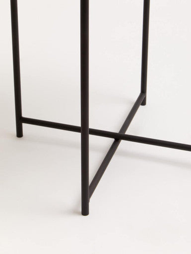 Orsina Trosa Round Side Table – White Top with Black Iron Base