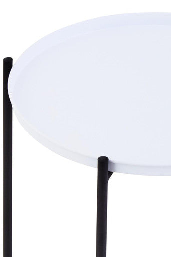 Orsina Trosa Round Side Table – White Top with Black Iron Base