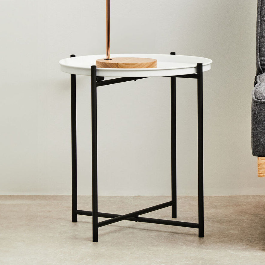 Orsina Trosa Round Grey Iron Side Table – Modern Metal Accent Table